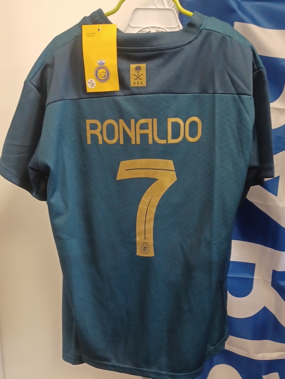 Kids Ronaldo Al Nassar Soccer Jersey and Shorts Set.
